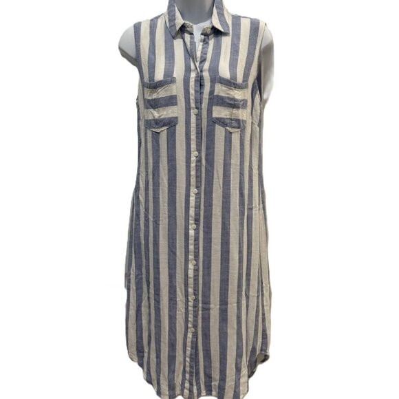 Hope & Harlow Sleeveless Striped Button-Down Shirt Dress 8 - Picture 4 of 8